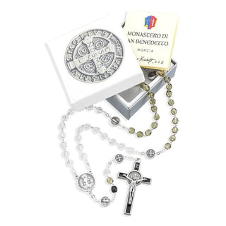 5mm x 6mm Crystal Glass Saint Benedict Rosary Boxed - 1328