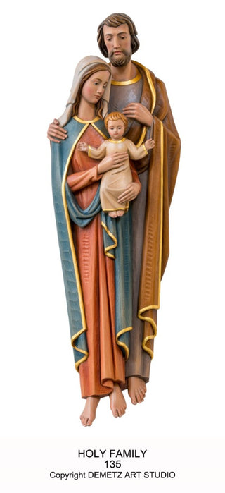 WOOD CARVED HOLY FAMILY STATUE