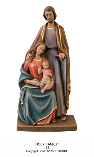 WOOD CARVED HOLY FAMILY STATUE