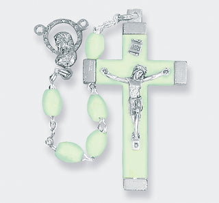 Luminous Oval Plastic Bead Rosary - 137LM