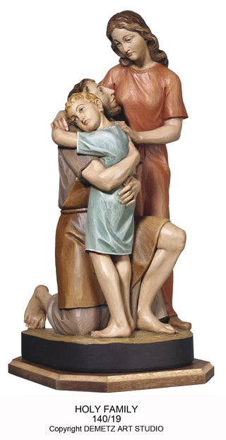 WOOD CARVED HOLY FAMILY STATUE