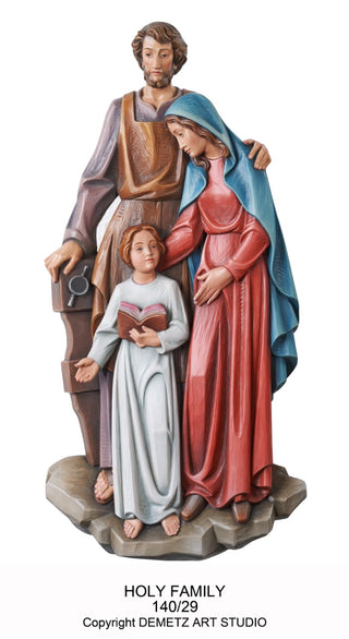 WOOD CARVED HOLY FAMILY STATUE