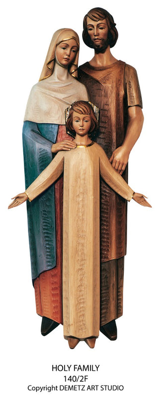 WOOD CARVED HOLY FAMILY STATUE