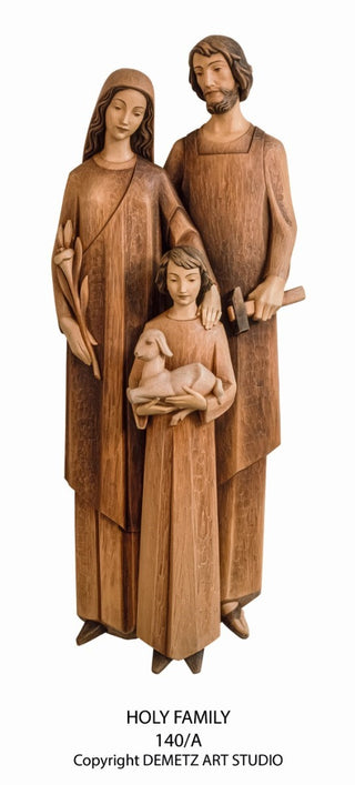 WOOD CARVED HOLY FAMILY STATUE