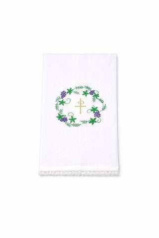 CHI-RHO W/GRAPES & LEAVES FINGER TOWEL - 154-CHIRHO-FTOWEL