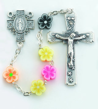 Floral Shape Multi Color Rosary - 1702-F