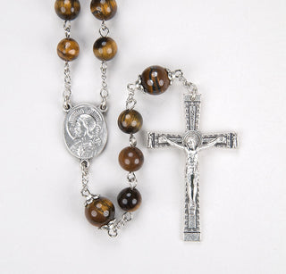 Tiger Eye with capped Our Father Bead Rosary - 1741