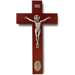 9" Maple Crucifix Rosewood Finish with Inlaid Holy Spirit Medallion - 17465/H