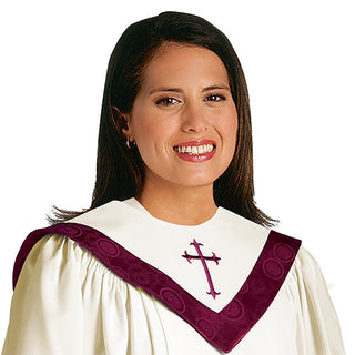 Reversible Choir Stole with Embroidered Cross - 181-MR