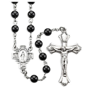 6mm Onyx Stone Bead Rosary - 185OX