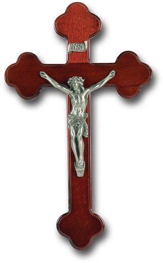 18P-10R8 10" LATIN STYLE DARK CHERRY CROSS WITH PEWTER CORPUS