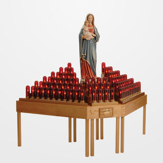 Oak Table Electronic Votive Light Stand - 84 Lights - 19XEL784TB