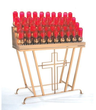 Electric Votive Light Stand - Tubular base with Cross insert - 19XE540T