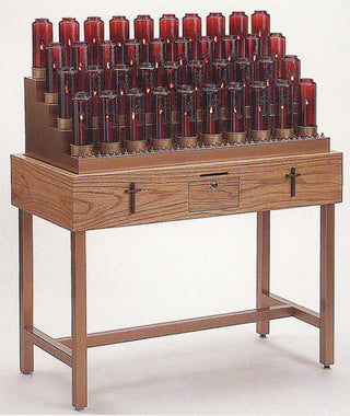 Oak Table Electric/Electronic Votive Light Stand - Tubular Base with Cross Insert - 19XE7401-19XEL7401