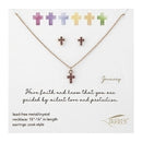 January Kids Cross Necklace and Earring Set - 224058