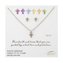 April Kids Cross Necklace and Earring Set - 224061