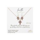 January Cross Necklace and Earring Set - 224080
