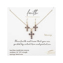 February Cross Necklace and Earring Set - 224081