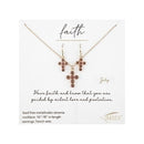 July Cross Necklace and Earring Set - 224086