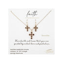 November Cross Necklace and Earring Set - 224090