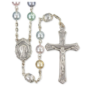 Multicolored Rosary - 7mm Pearl Beads - 2303MC