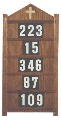 Hymn Board Numbers Set (0-9) 2 1/4"W x 4 3/8"H - 240