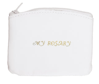 White Leather Rosary Pouch - 25-200-01