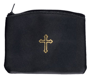 Black Leather Rosary Pouch - 25-201-02