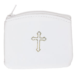 White Leather Rosary Pouch Small - 25-204-01