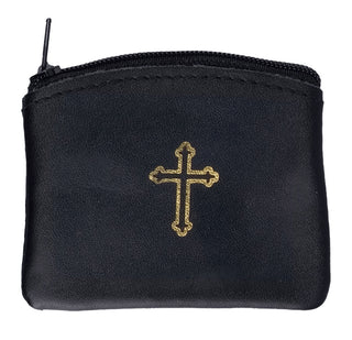 Black Leather Rosary Pouch Small - 25-204-02