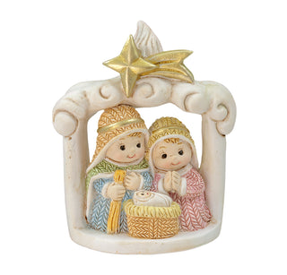 2 1/4" Resin Yarn Holy Family in Manger Nativity Scene - 251008