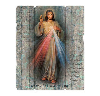 Divine Mercy - 7.5 x 9" Vintage Wood Plaque with Hanger - 2548-123