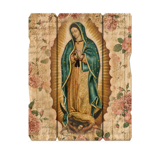 Our Lady of Guadalupe - 7.5 x 9" Vintage Wood Plaque with Hanger - 2548-221