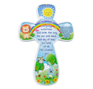 Rainbow - Child's Jungle Resin Cross - 6" - 2563-1850