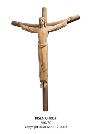 WOOD CARVED RISEN CHRIST ON