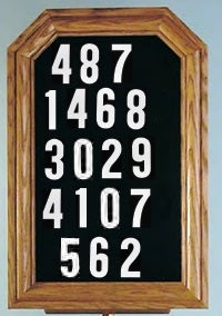 Wall Mounted Hymn Board with 3 Sets of Numerals - Medium Oak - 28HY40W-MEDIUM
