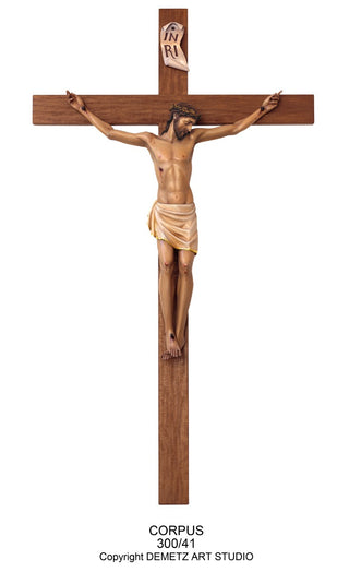 CORPUS W/FLAT STYLE WOOD CROSS