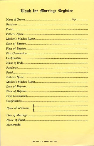 311 Marriage Register Blanks