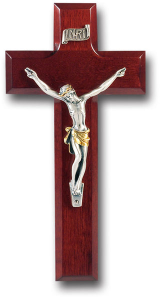 32A-8R1 8" DARK CHERRY CROSS WITH ANTIQUE SILVER CORPUS