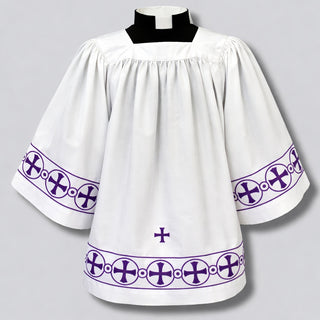 POLY & COTTON BLEND SURPLICE W/BANDING - 376-SURPLICE