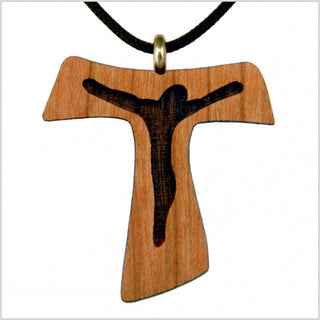 Wooden Tau Cross Necklace - 37A