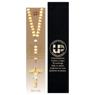 Wood Tone Rosary W/Crucifix & Case - 400001S