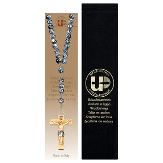 Marbled Black Rosary W/Crucifix & Case - 400011S