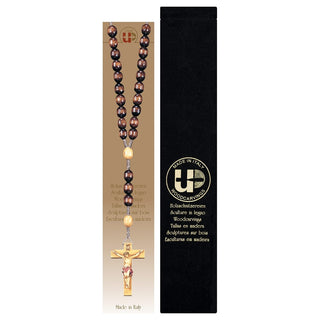 Brown Wood Rosary W/Crucifix & Case - 400022S