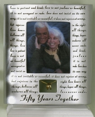 40178 3"x3.5"50th Anniversary photo frame love never fails.