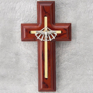 Confirmation Rosewood Stained Cross With Holy Spirit - 40420