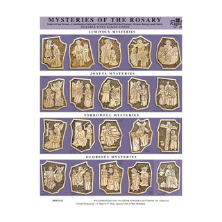 Mysteries of the Rosary - 20 pieces - Front mounted, weather resistant - 40MYS15-FRONT-RESIST