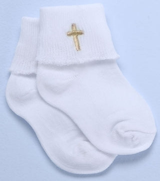 4" BAPTISM SOCKS W/CROSS - 41996