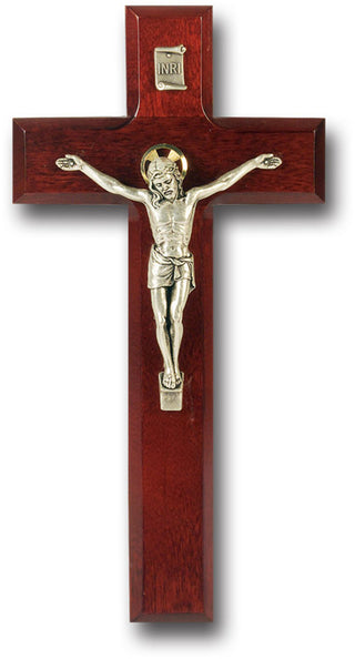 42A-9R1 9" DARK CHERRY CROSS WITH ANTIQUE SILVER CORPUS