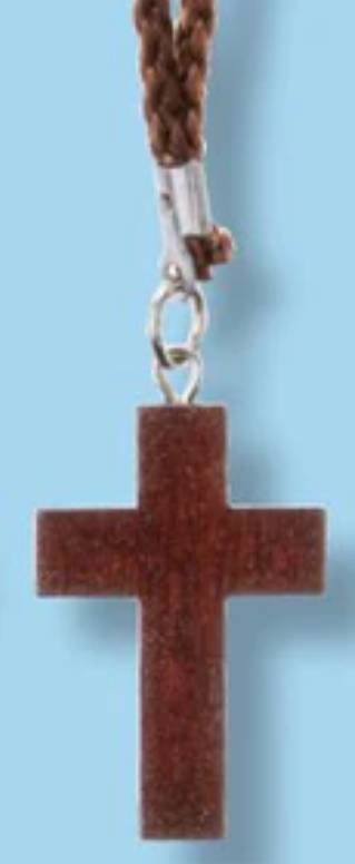 1.25" Light Stained Cross, 30" Cord - 43-202-CD